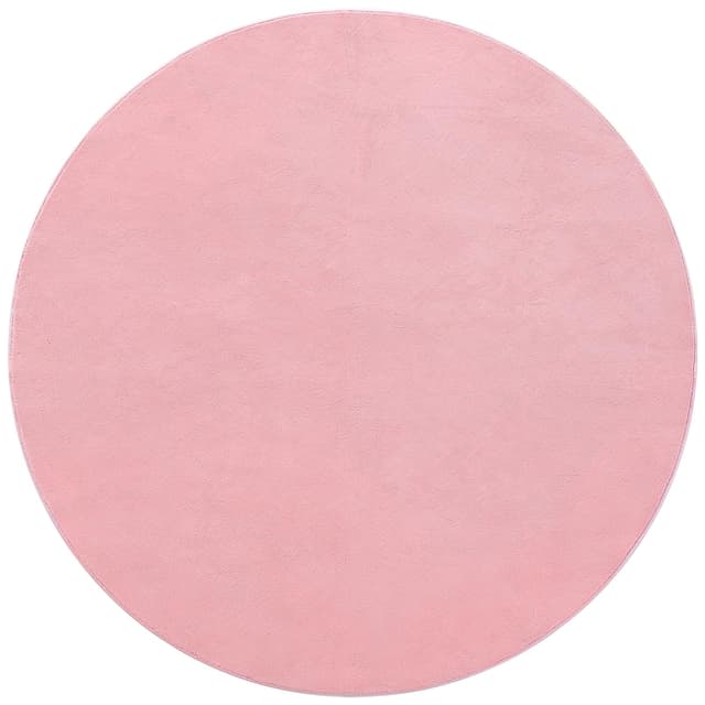 🌺🌟Rabatt! Carvapet Teppich Rund 120cm Weicher Kurzflor Teppich in Rosa - Rutschfest & Waschbar 🌟🌺