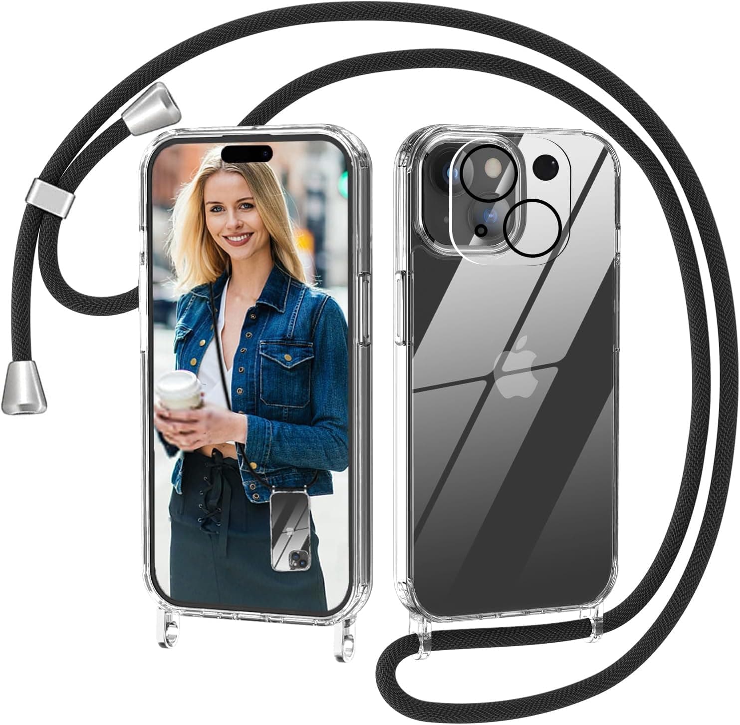 Nupcknn Handykette für iPhone 15 Hülle mit Band - Schwarz 📱💥