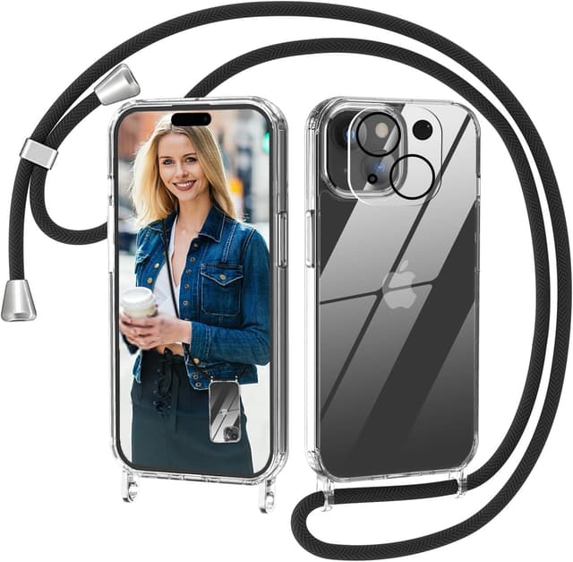 Nupcknn Handykette für iPhone 15 Hülle mit Band - Schwarz 📱💥