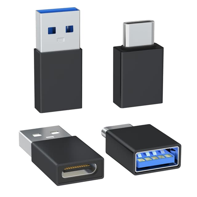 🔌📱 4er-Pack USB-C-zu-USB-Adapter - Schwarz | Kompatibel mit Apple Watch, iPhone, AirPods