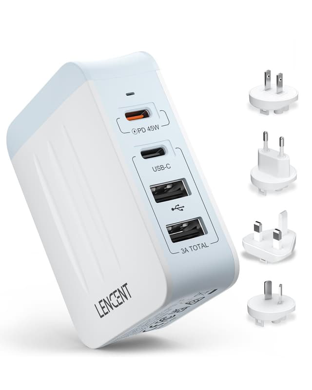 LENCENT Universeller Reiseadapter mit USB Ladegerät 🌍 Weiß - 21.24€