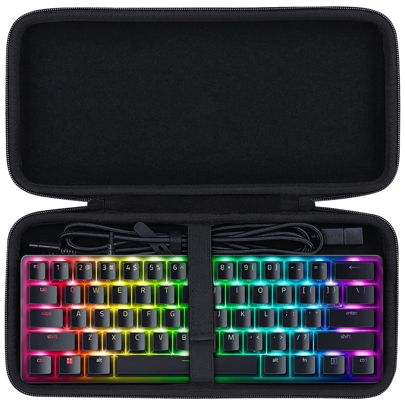 🎮👜 co2CREA Harte 60% Tastatur Reiseschutzhülle Etui Tasche für Razer Huntsman Mini Schwarz