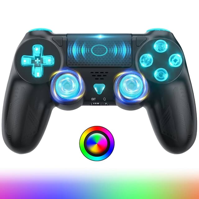 Bonacell Wireless Controller für Ps-4 Dual Vibration Kabellose Gamepad mit Turbo und 3.5mm Audio Jack Blau RGB 🎮