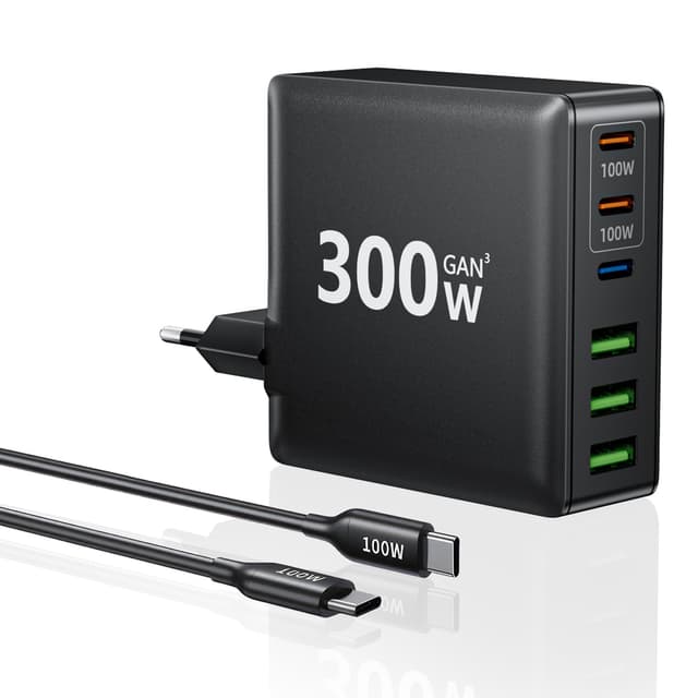 🔋🔌 HSSNS 300W USB-C Ladegerät, 6 Port USB Ladegerät Mehrfach Schnellladegerät ⚡