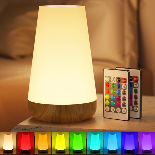 🌙 Nachttischlampe Touch Dimmbar, LED Nachtlicht 13 Farben/5 Helligkeitsstufen 🌟