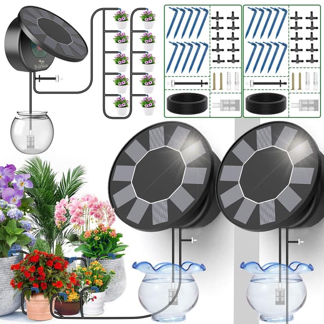 🌞🌿 TRJZWA Solar Bewässerungssystem für Garten Balkon 2er-Pack