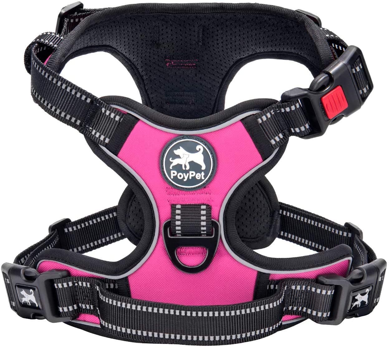 🐶🌸 PoyPet Keine Pull Hundegeschirr Front Reflektierende Pet Weste für Hunde - Rosa S