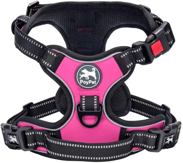 🐶🌸 PoyPet Keine Pull Hundegeschirr Front Reflektierende Pet Weste für Hunde - Rosa S