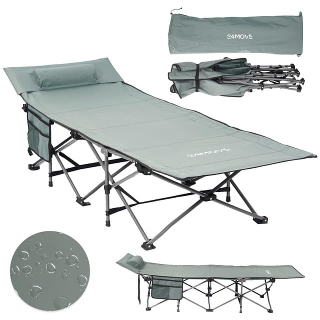 🏕️ 24MOVE® Feldbett Campingbett bis 150 kg - In- und Outdoor - Faltbar