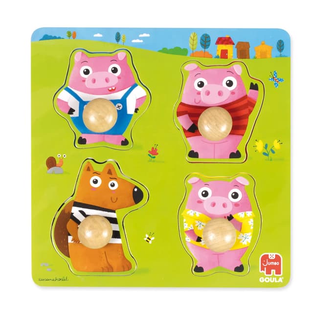 🧩 Goula - Die 3 kleinen Schweinchen Holzpuzzle 🐷🐷🐷