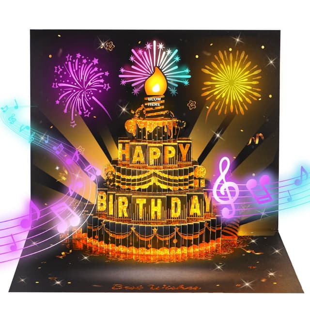 🎉 APOTODITO Pop Up Geburtstagskarte mit Musik und Licht 🎂