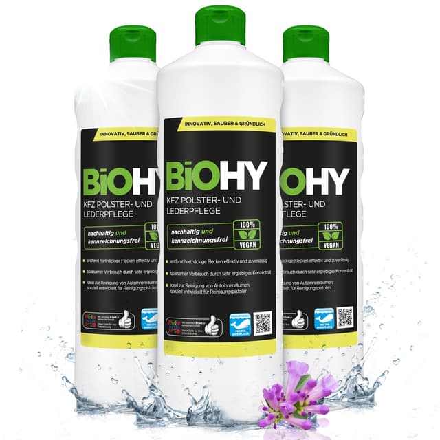 BIOHY KFZ Polster- & Lederpflege (3 x 1 Liter) - Umweltfreundliche Autopflege 🌱