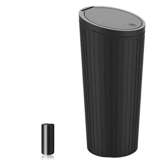🚗🗑️ SGLRT Auto Mülleimer mit Deckel - Auto Mülleimer Cup Holder - Universal Leakproof Fahrzeug Mülleimer 20pcs Müllbeutel - Auto Organisatoren und Lagerung für Front Rücksitz Zubehör(Schwarz) Schwarz-1Stück