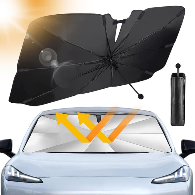 🚗🌞 JelKen Auto Sonnenschutz Frontscheibe 2025 Upgrade - 360° drehbarer Griff | Carbonfaser-Skelett 🌟