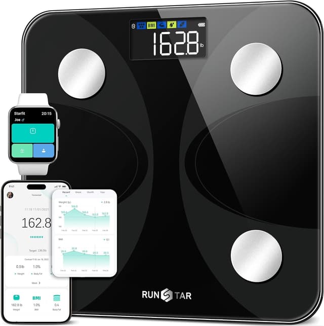 RunSTAR Körperfettwaage mit großem Display und App-Synchronisierung 🌟