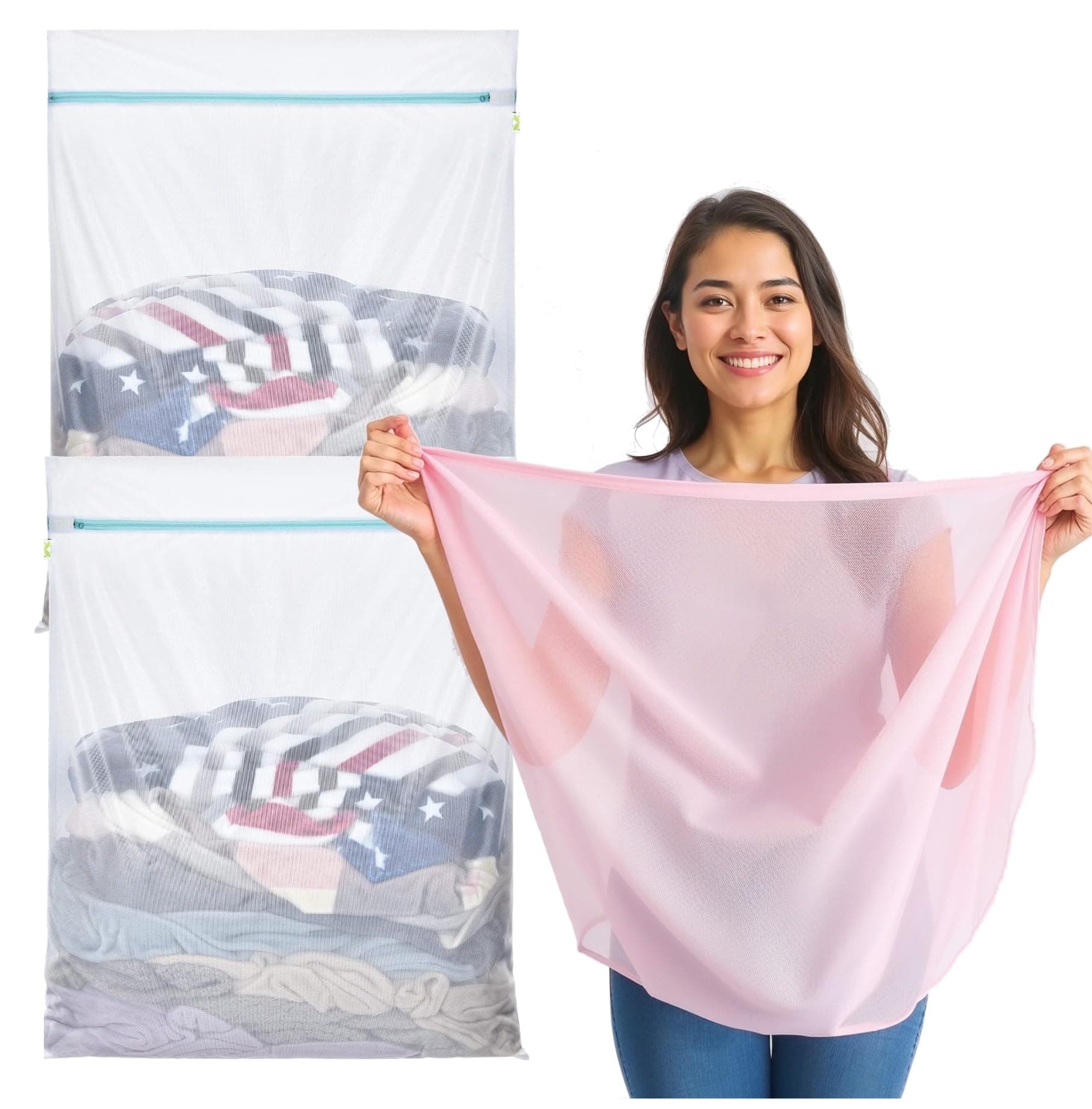 🌟 2x XXL Premium Wäschenetz 60x90 cm Set Groß - Netz für Waschmaschine- Wäschesack 🌟