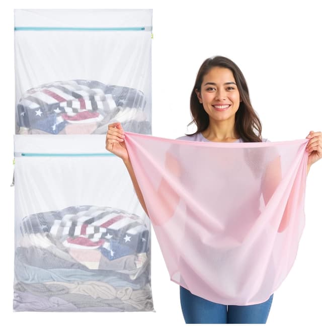 🌟 2x XXL Premium Wäschenetz 60x90 cm Set Groß - Netz für Waschmaschine- Wäschesack 🌟