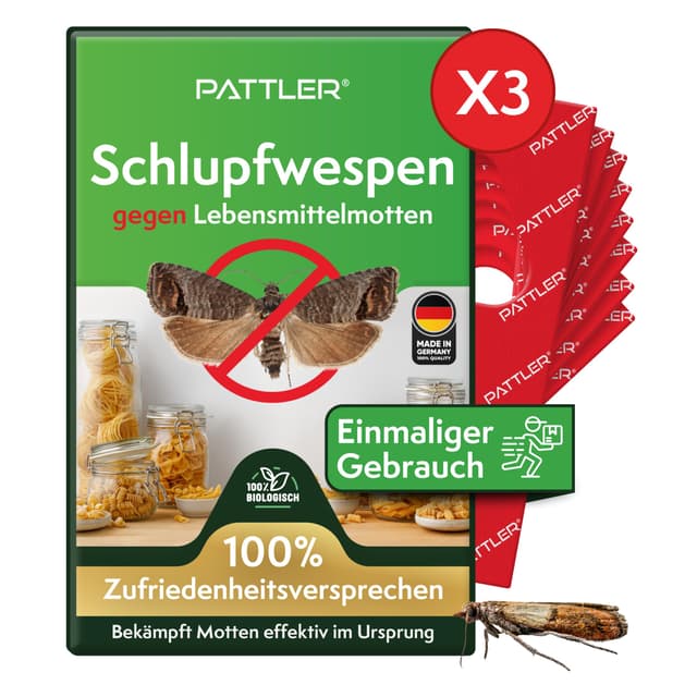🦟 PATTLER® Schlupfwespen gegen Lebensmittelmotten - Effektiv Motten bekämpfen 🦟
