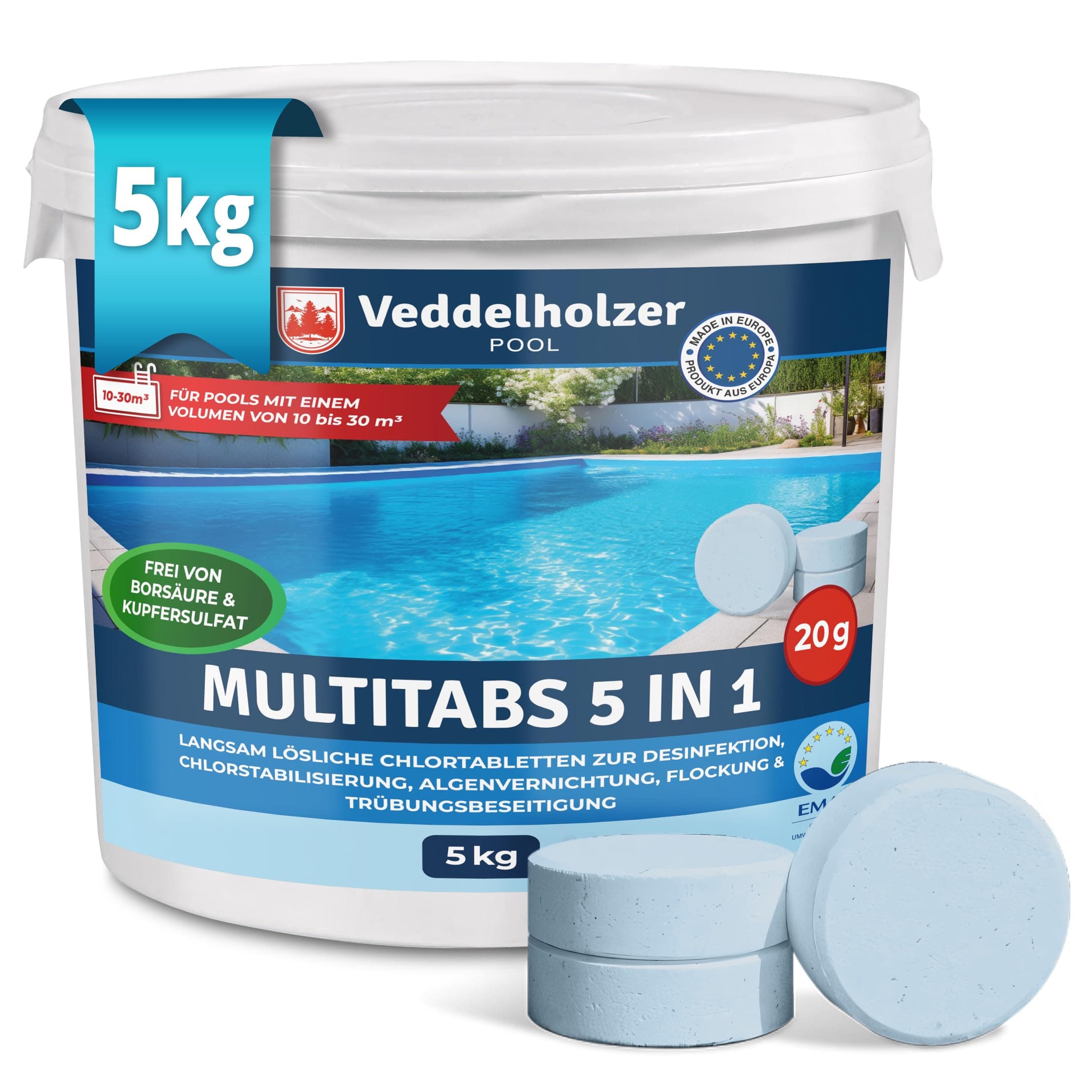 Veddelholzer 5 kg Multitabs 5 in 1 Chlortabletten für Pool 🏊