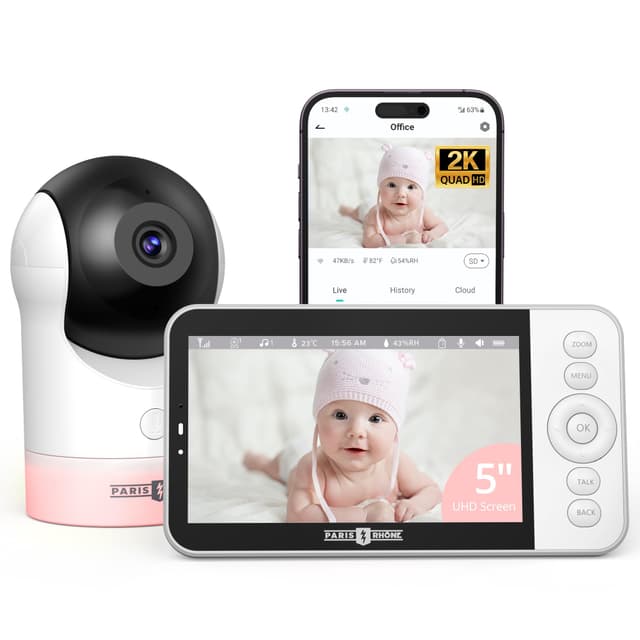 👶📷 PARIS RHÔNE Babyphone mit Kamera und App, 2K/3MP, 5 Zoll WLAN Babyfone 🌙🎶