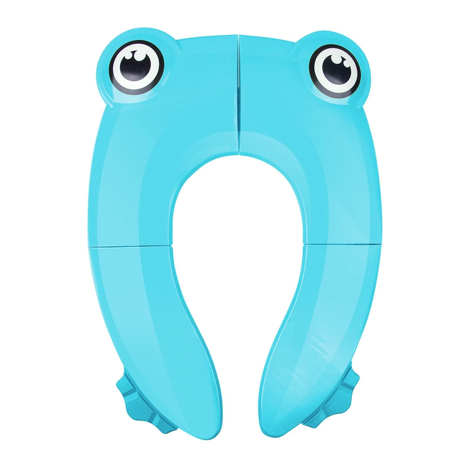 Pejoye Toilettensitz Kinder Faltbar, Tragbar Kinder Toilettentrainer Sitz, WC Sitz Kleinkind Reise Töpfchentrainer mit Aufbewahrungstüte, Blauer Frosch