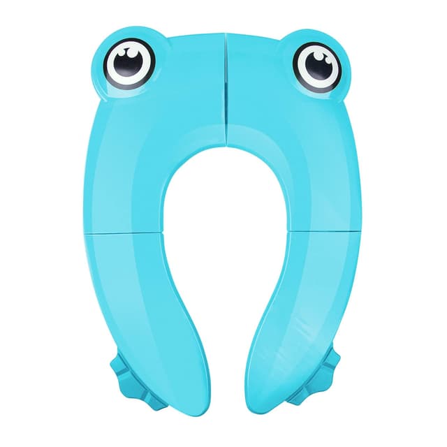 Pejoye Toilettensitz Kinder Faltbar, Tragbar Kinder Toilettentrainer Sitz, WC Sitz Kleinkind Reise Töpfchentrainer mit Aufbewahrungstüte, Blauer Frosch