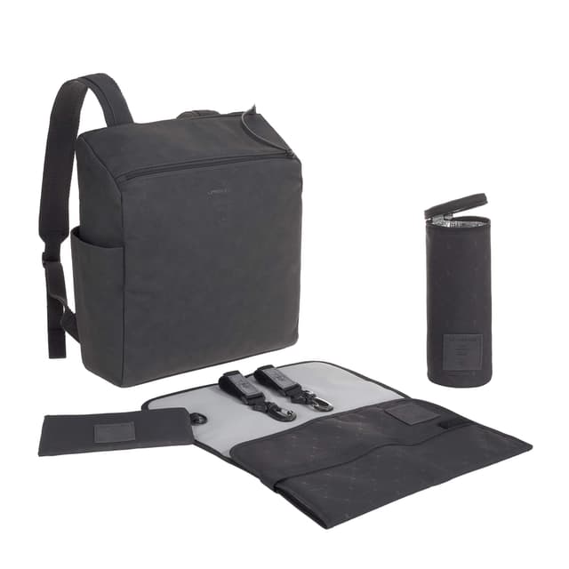 👶 LÄSSIG Baby Wickelrucksack Wickeltasche mit Zubehör veganes Leder/Tender Backpack anthracite 👜