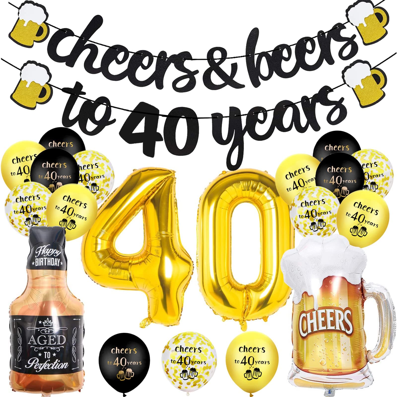 🎉 40. Geburtstag Dekorationen - Jubiläumsset für Männer und Frauen 🎈