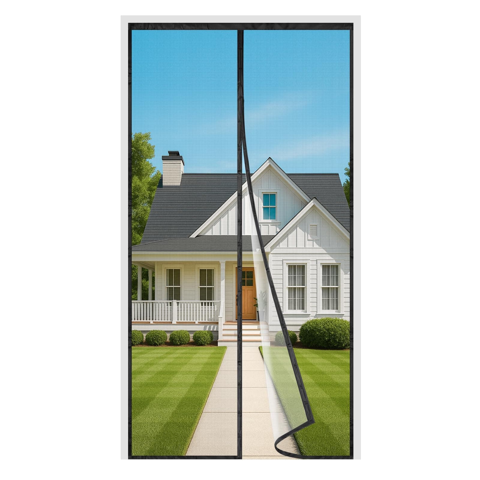 🪰🚪 Fliegengitter Balkontür Magnet 90x200cm Schwarz - Insektenschutz ohne Bohren 🪰🚪