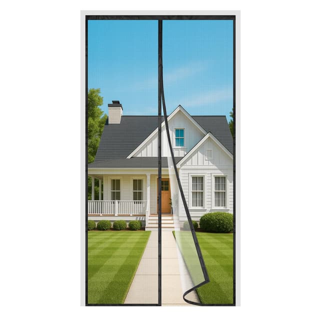 🪰🚪 Fliegengitter Balkontür Magnet 90x200cm Schwarz - Insektenschutz ohne Bohren 🪰🚪