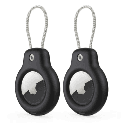 🔒🏷️ SPGUARD Apple AirTag Secure Halter mit Kabel, 2er Pack Schlüsselanhänger Schwarz/Schwarz Angebot bei HelloDeals