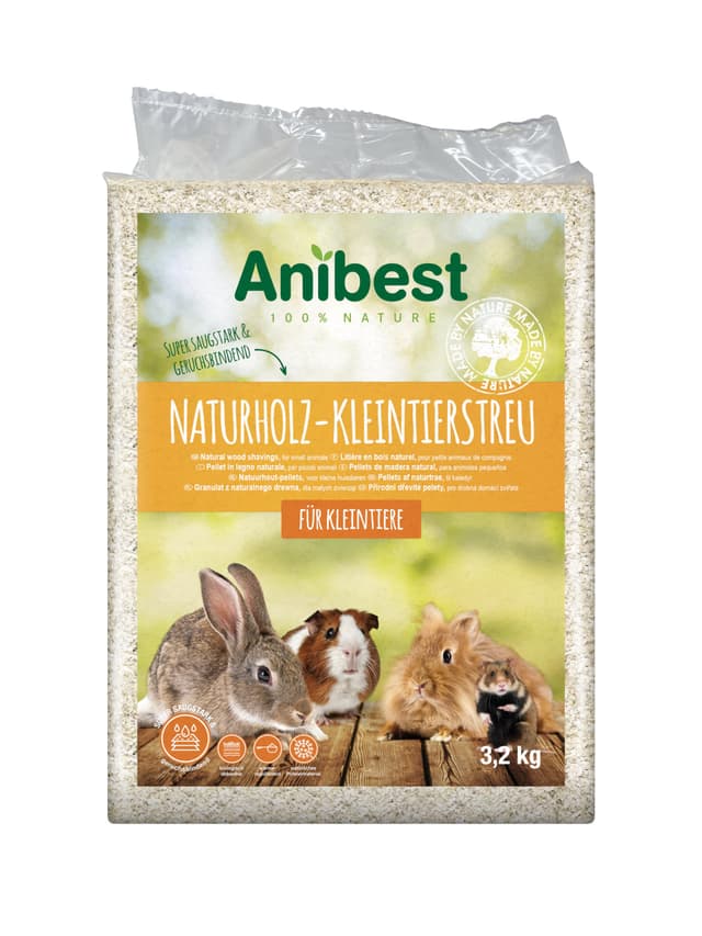 🐰🐹🐭 Anibest Kleintierstreu | 100% natürliche Einstreu | Saugfähige Weichholzspäne