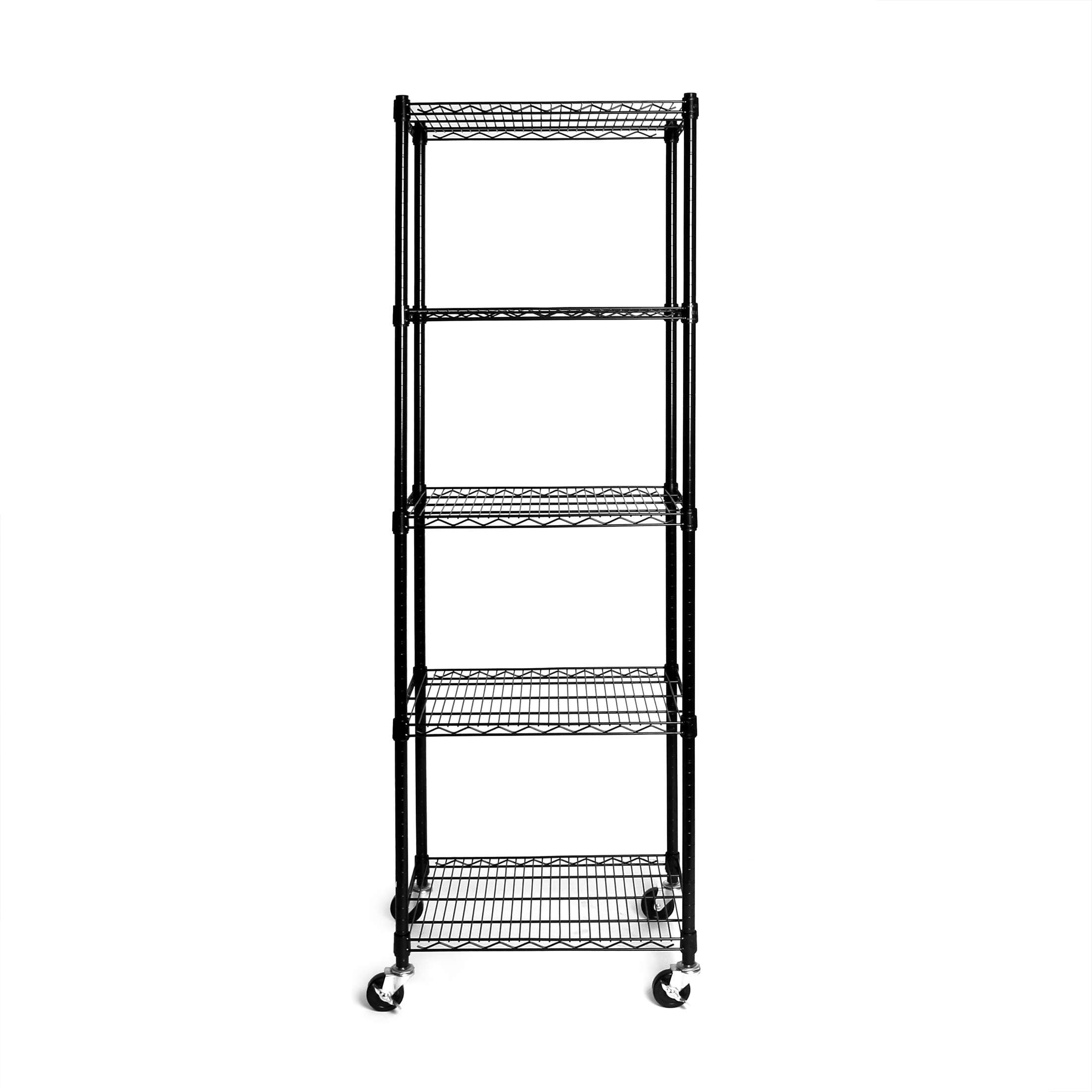 🔥 Mega Deal! Seville Classics Schwerlastregal mit 5 Böden und Lenkrollen, 61 x 45,7 x 182,8 cm (LxBxH), Schwarz