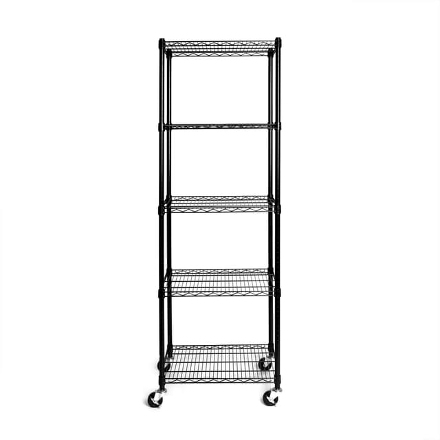 🔥 Mega Deal! Seville Classics Schwerlastregal mit 5 Böden und Lenkrollen, 61 x 45,7 x 182,8 cm (LxBxH), Schwarz