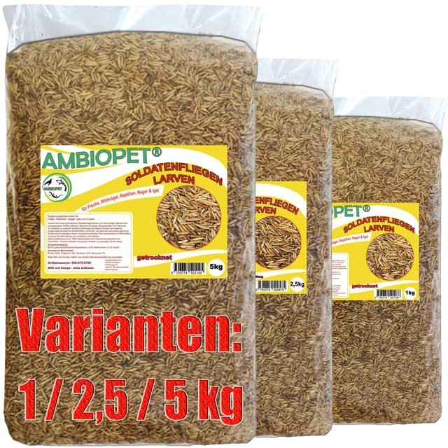 🦗🐦 Ambiopet Soldatenfliegenlarven (Hermetia) getrocknet 5kg Packung 🦗🐦