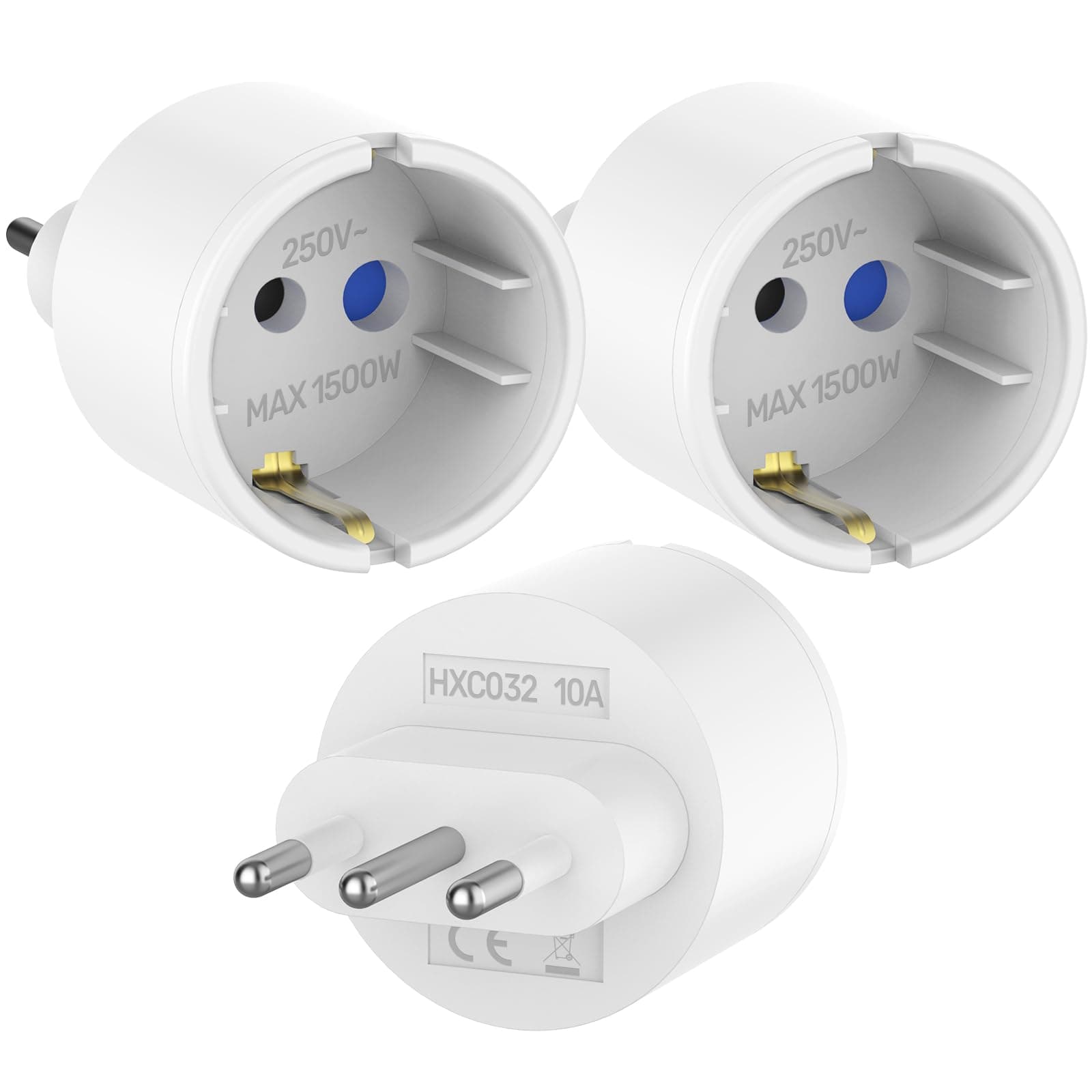 🔌🇮🇹 Adapter Italien Steckdose 3 Stück Reiseadapter Italia, Deutschland auf Italien Reisestecker Steckdosen Adapter Eu-to-ita
