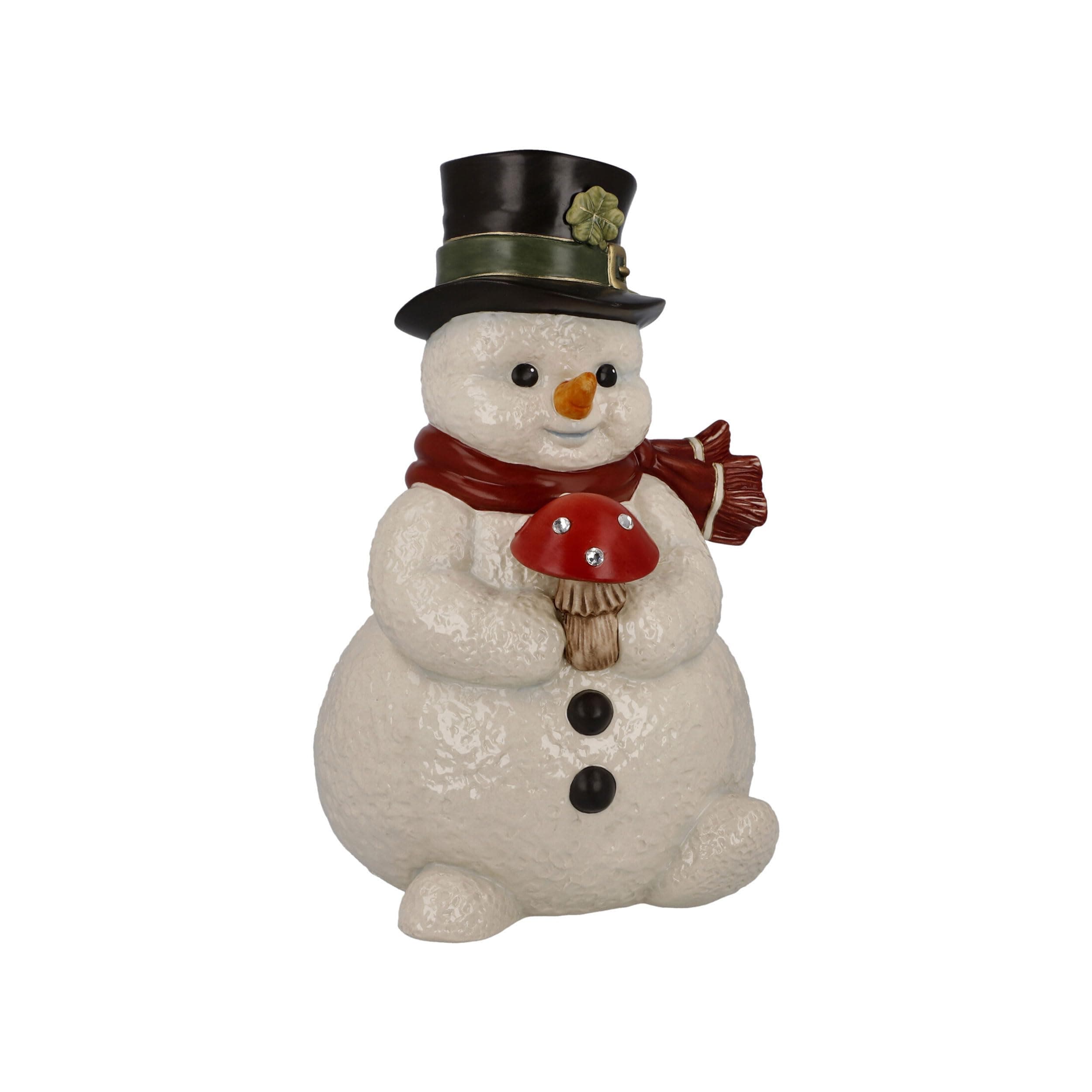🎁 Goebel Schneemann Figur Kleiner Glücksbote aus Steingut mit Kristallen, 66-704-14-1, Leuchtend 12cm Leuchtend - Deal des Tages!