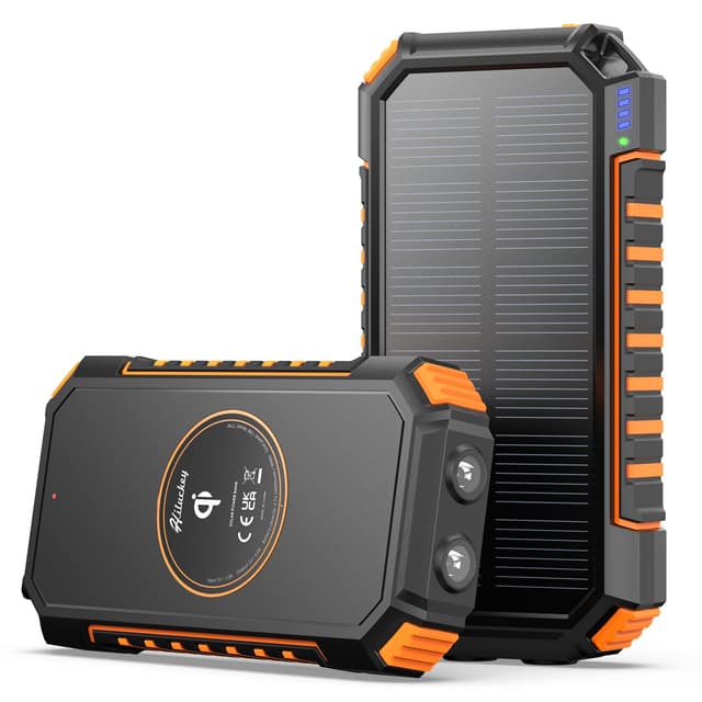 📱🔋 Hiluckey Wireless Solar Powerbank 26800mAh Orange - Power Bank für Smartphones und Tablets