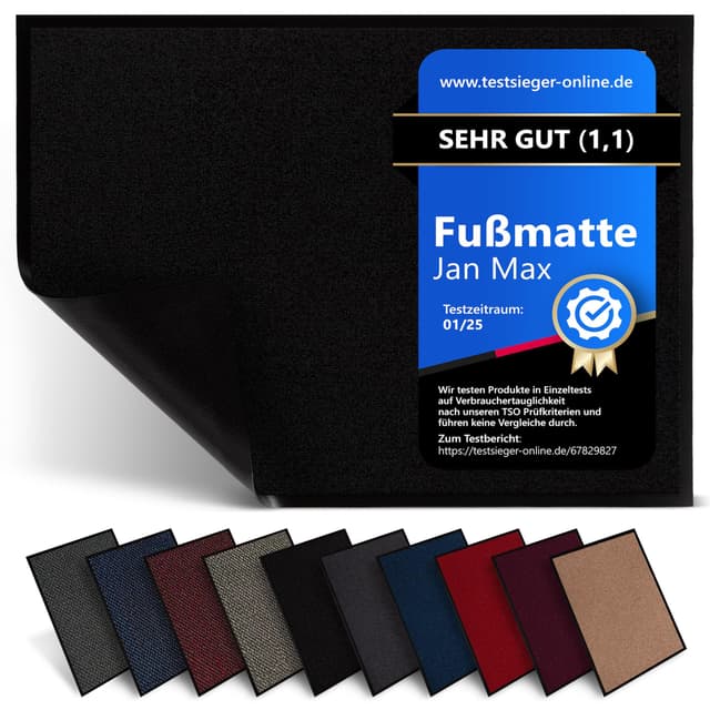 🌟 Jan Max Fußmatte 40 x 60 cm Schwarz 🌟