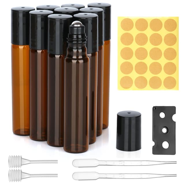 Ailvor Roll on Glasflaschen für Ätherisches Öl - 10 Stück Braune Flasche Leer 10ml