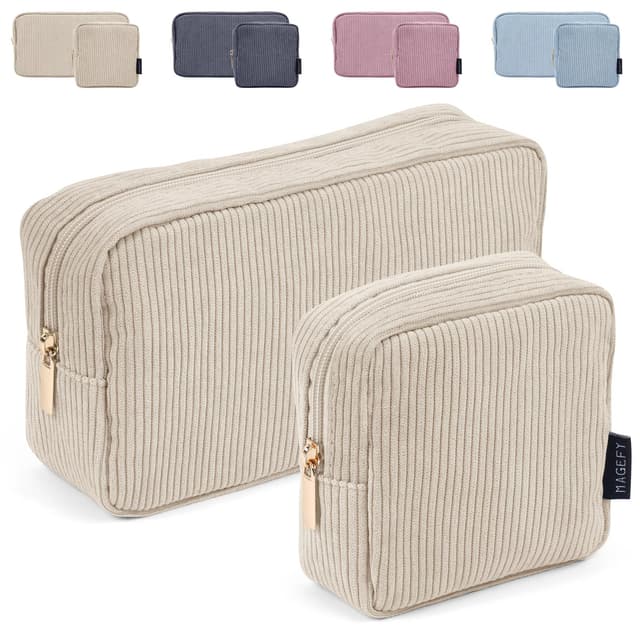 🌟 MAGEFY Kosmetiktasche Set für Damen - 2 Make-up-Taschen in beige 🌸