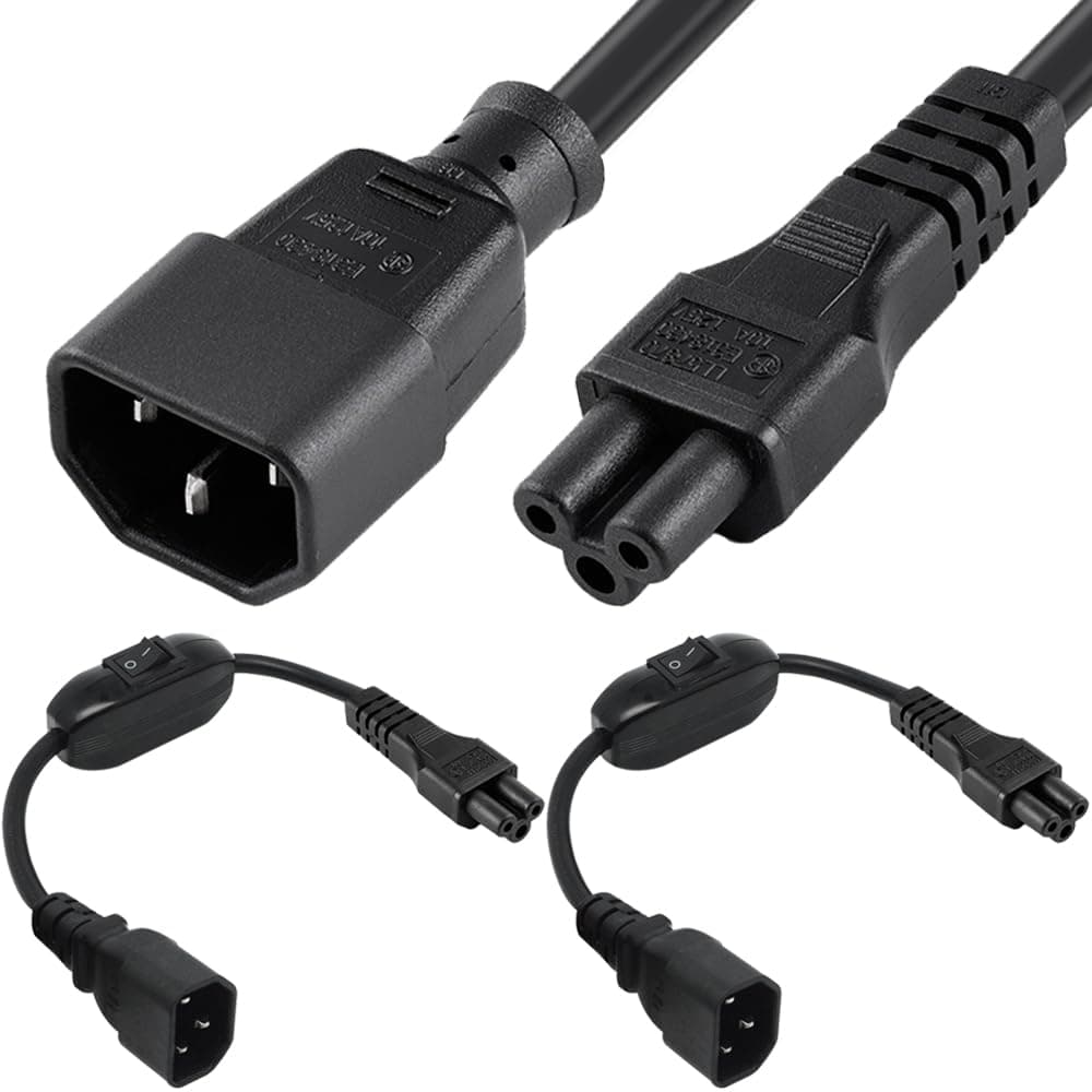 🔌🔋 Xiatiaosann C14 zu C5 Stromkabel mit Schalter (2er Pack, 1FT/30cm) - Sonderangebot!