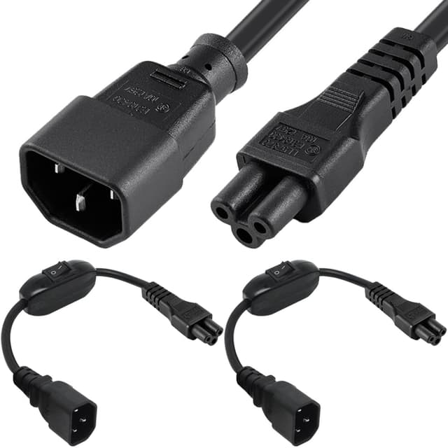 🔌🔋 Xiatiaosann C14 zu C5 Stromkabel mit Schalter (2er Pack, 1FT/30cm) - Sonderangebot!