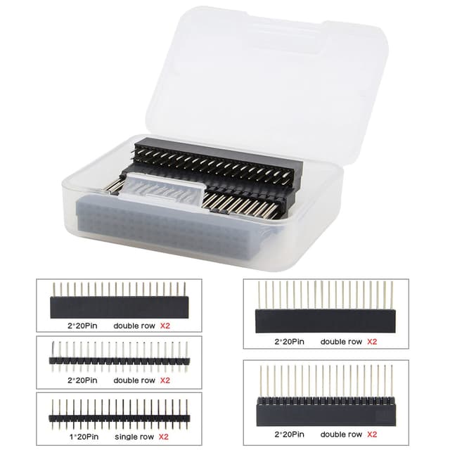 🔌 Geekworm 2x20 40 Pin Stacking Female Header Kit für Raspberry Pi 5 / Raspberry Pi 4 / 3B+ / 3B / 2B / B+ / Zero (Zero W) (4 Spezifikationen) 🛠️