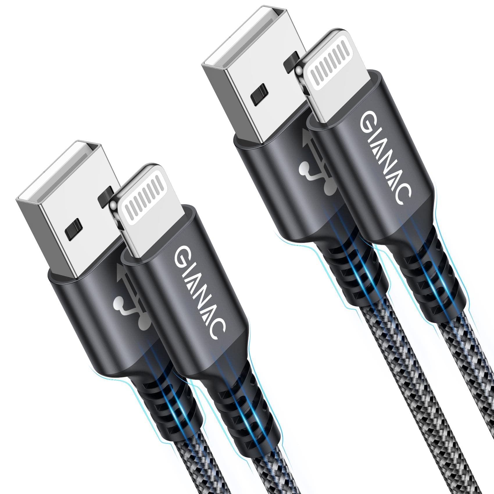📱🔌 iPhone Ladekabel 1M+1M USB Lightning Kabel [MFi-Zertifiziert]