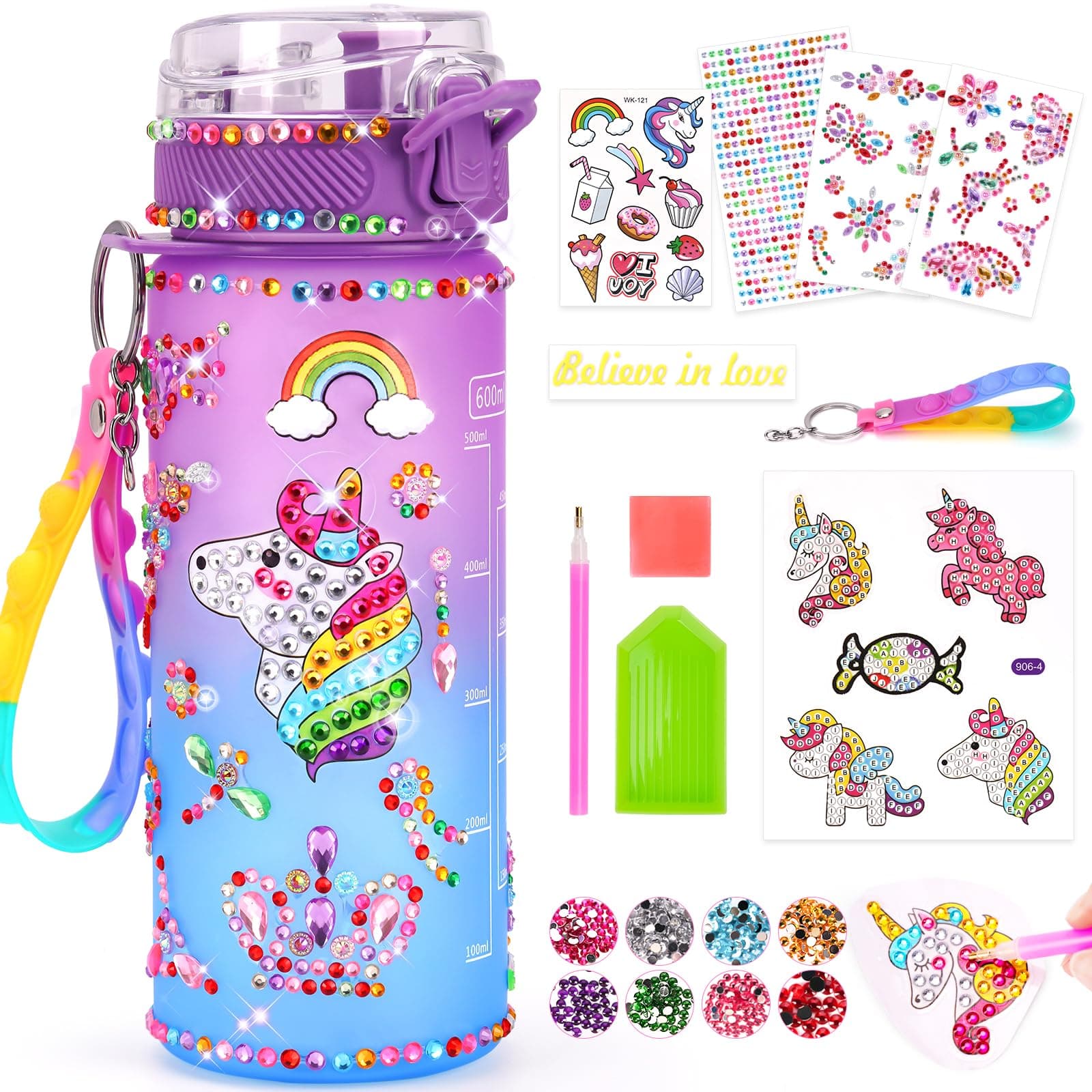 Einhorn Geschenke für Mädchen 5-6-7-8-9 Jahre 🌈 DIY Trinkflasche Bastelset