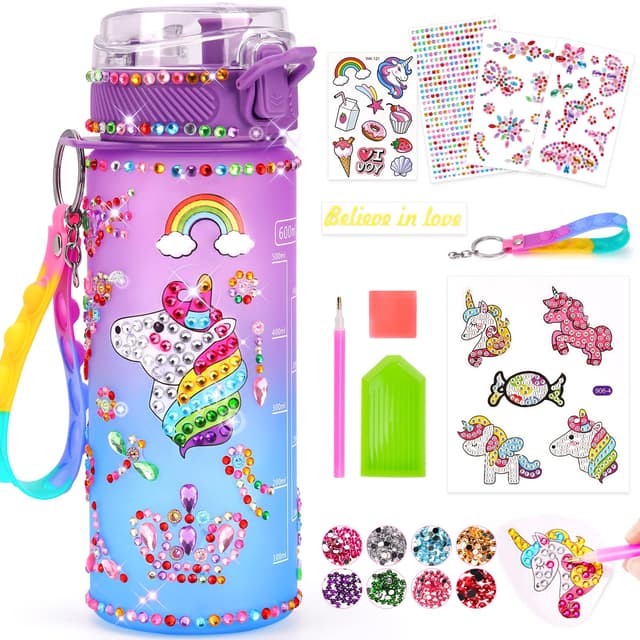 Einhorn Geschenke für Mädchen 5-6-7-8-9 Jahre 🌈 DIY Trinkflasche Bastelset