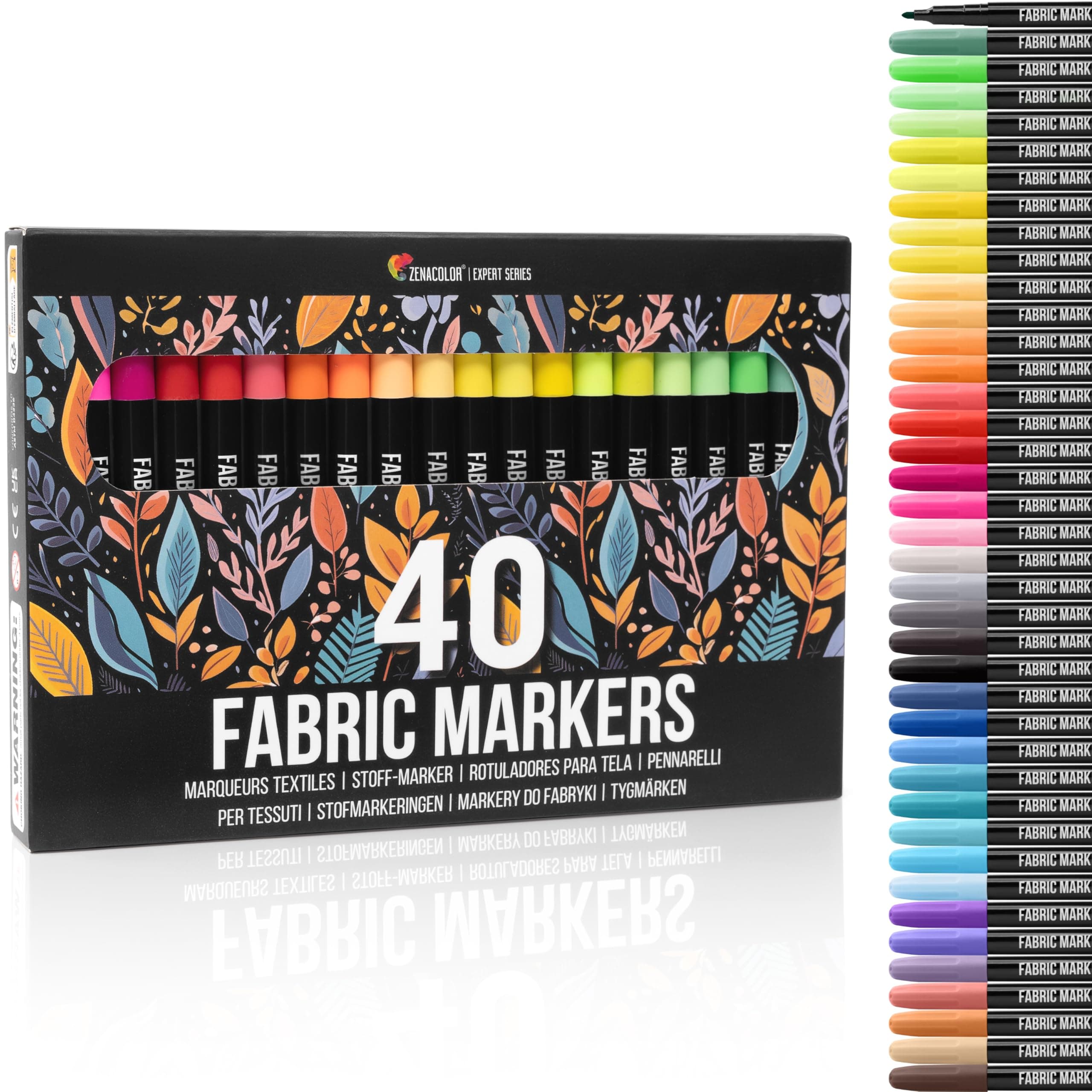 🎨 40 Waschmaschinenfeste Textilstifte - Textilfarbe Marker Set 🌈