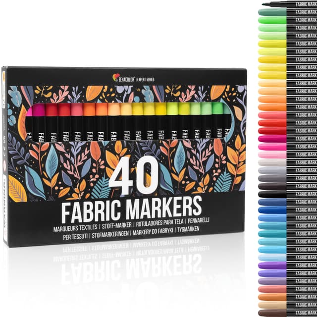 🎨 40 Waschmaschinenfeste Textilstifte - Textilfarbe Marker Set 🌈