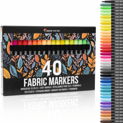 🎨 40 Waschmaschinenfeste Textilstifte - Textilfarbe Marker Set 🌈 Angebot bei HelloDeals